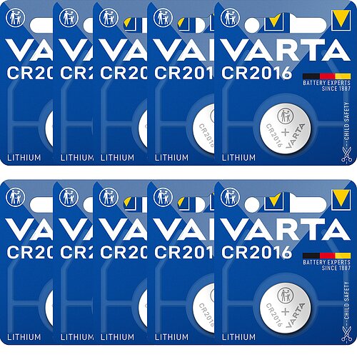Varta CR2016 Lithium Knopfzelle 3V Batterie - 10er Verpackung