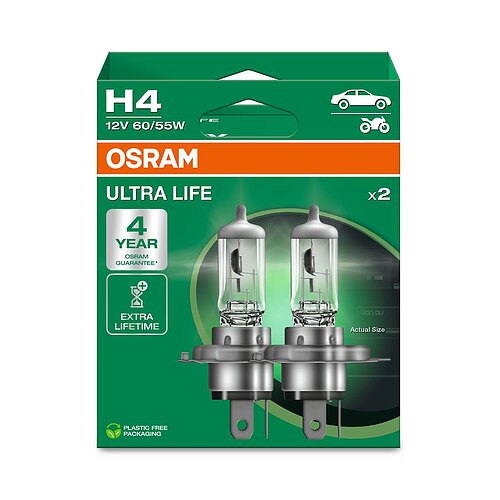 OSRAM H4 12V 60/55W P43t ULTRA LIFE 4 Jahre Garantie 2 Stück