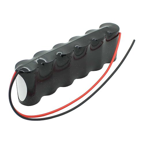 Notleuchtenakku NiCd 7,2V 4500mAh F1x6 Mono D mit 200mm Kabel einseitig Notleuchtenakku NiCd 7,2V 4500mAh F1x6 Mono D mit 200mm Kabel einseitig
