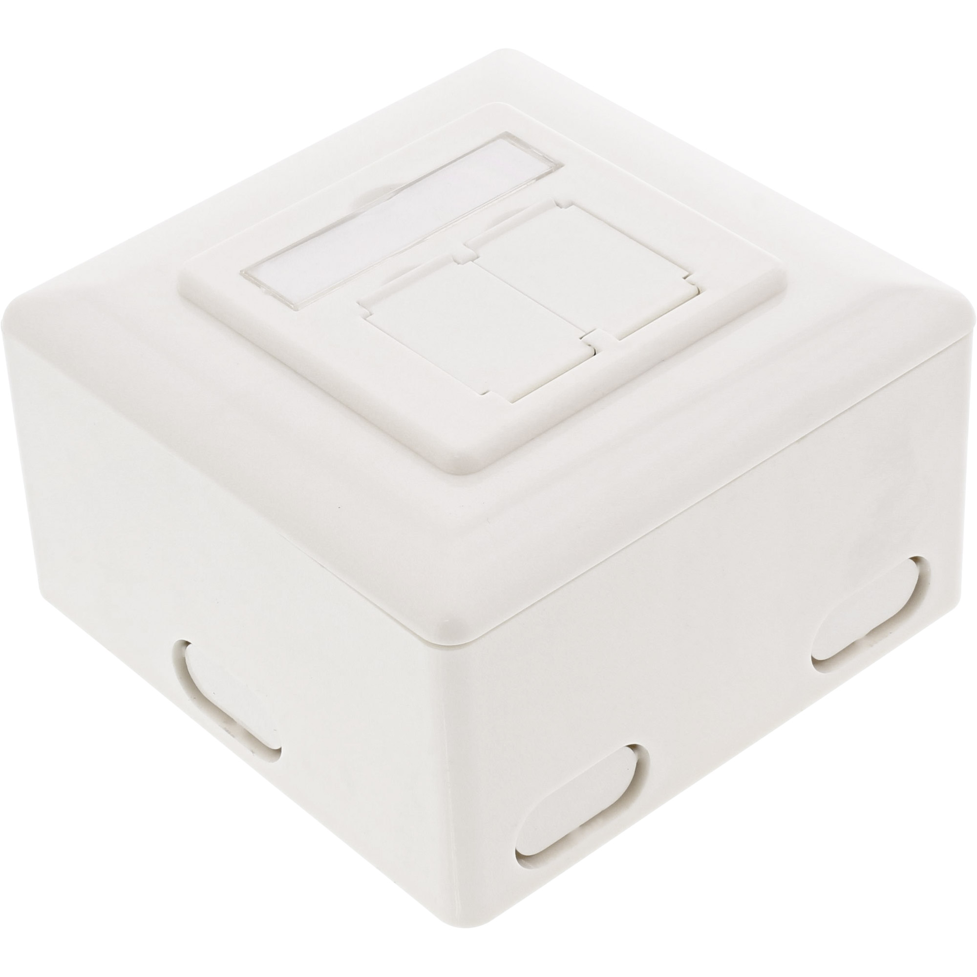 Inline® Cat.6 Anschlussdose, AP/UP 2x RJ45 Buchse, RAL9010, weiß, waagerecht