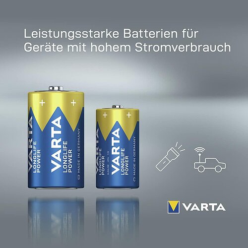 Varta Longlife Power Mono D LR20 Alkaline Batterie - 4er Verpackung