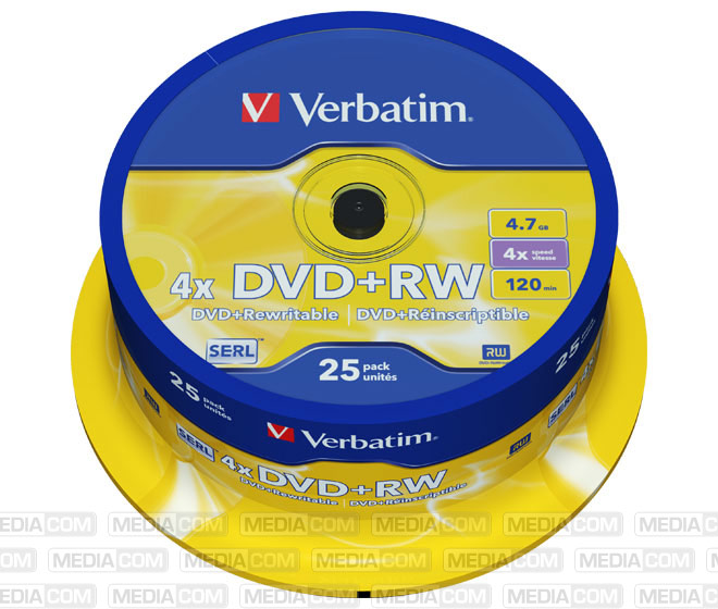 DVD+RW 4.7GB/120Min/4x Cakebox (25 Disc) DVD+RW 4.7GB/120Min/4x Cakebox (25 Disc)