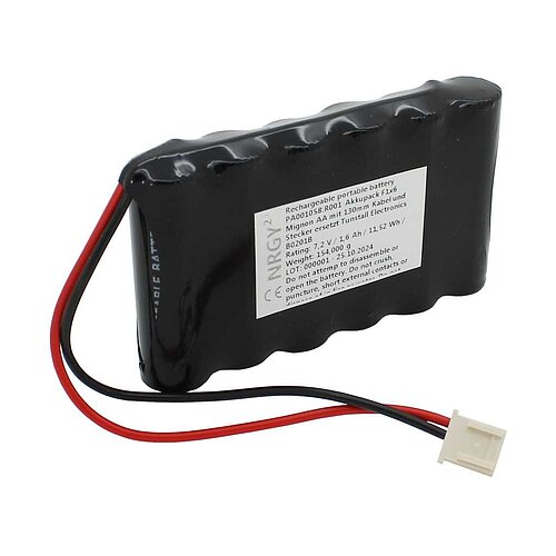 Akkupack NiMH 7,2V 1600mAh F1x6 Mignon AA mit 130mm Kabel und Stecker ersetzt Tunstall Electronics B0201B Akkupack NiMH 7,2V 1600mAh F1x6 Mignon AA mit 130mm Kabel und Stecker ersetzt Tunstall Electronics B0201B