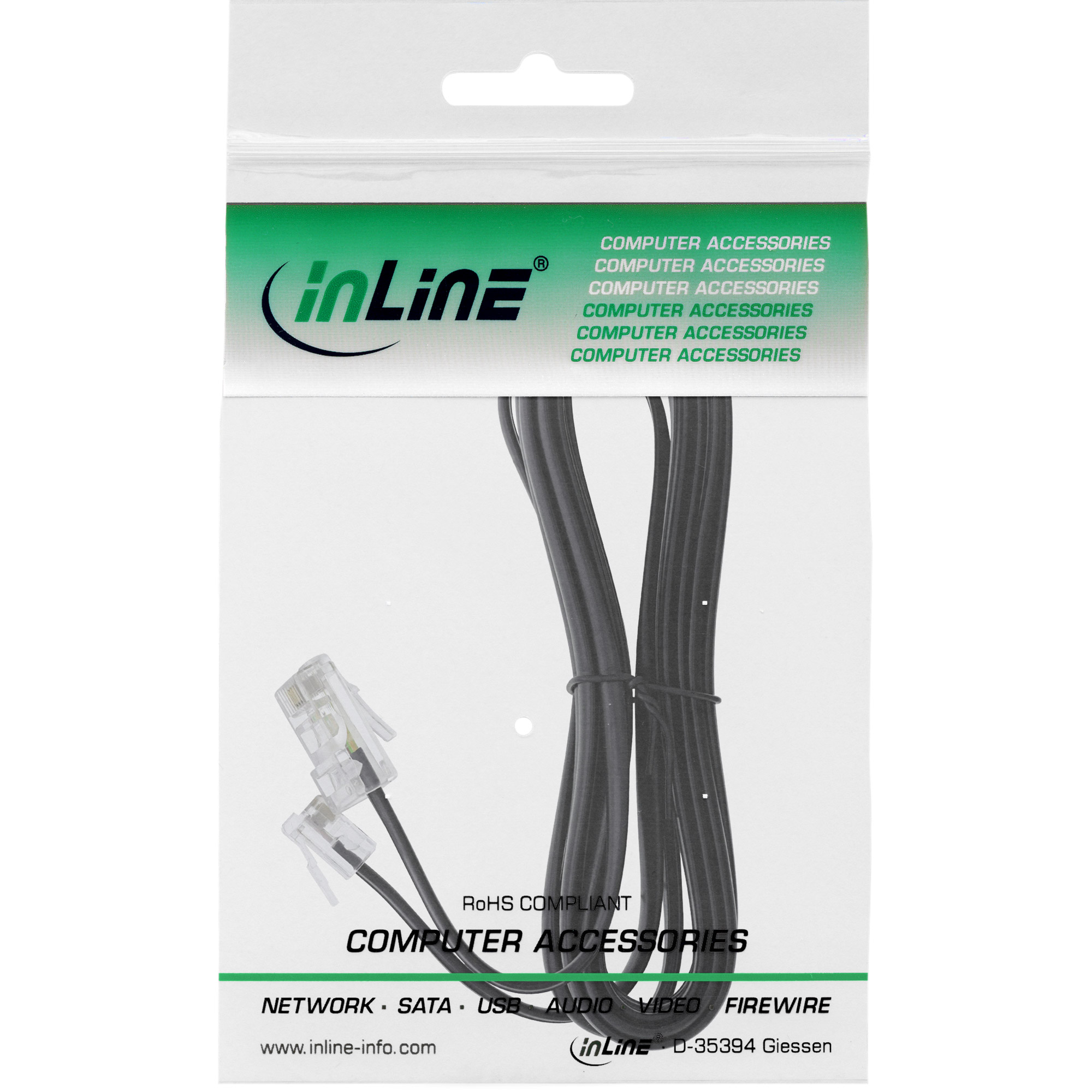 Inline® Modularkabel, RJ45 zu RJ11 Stecker / Stecker, 4adrig, 10m Inline® Modularkabel, RJ45 zu RJ11 Stecker / Stecker, 4adrig, 10m