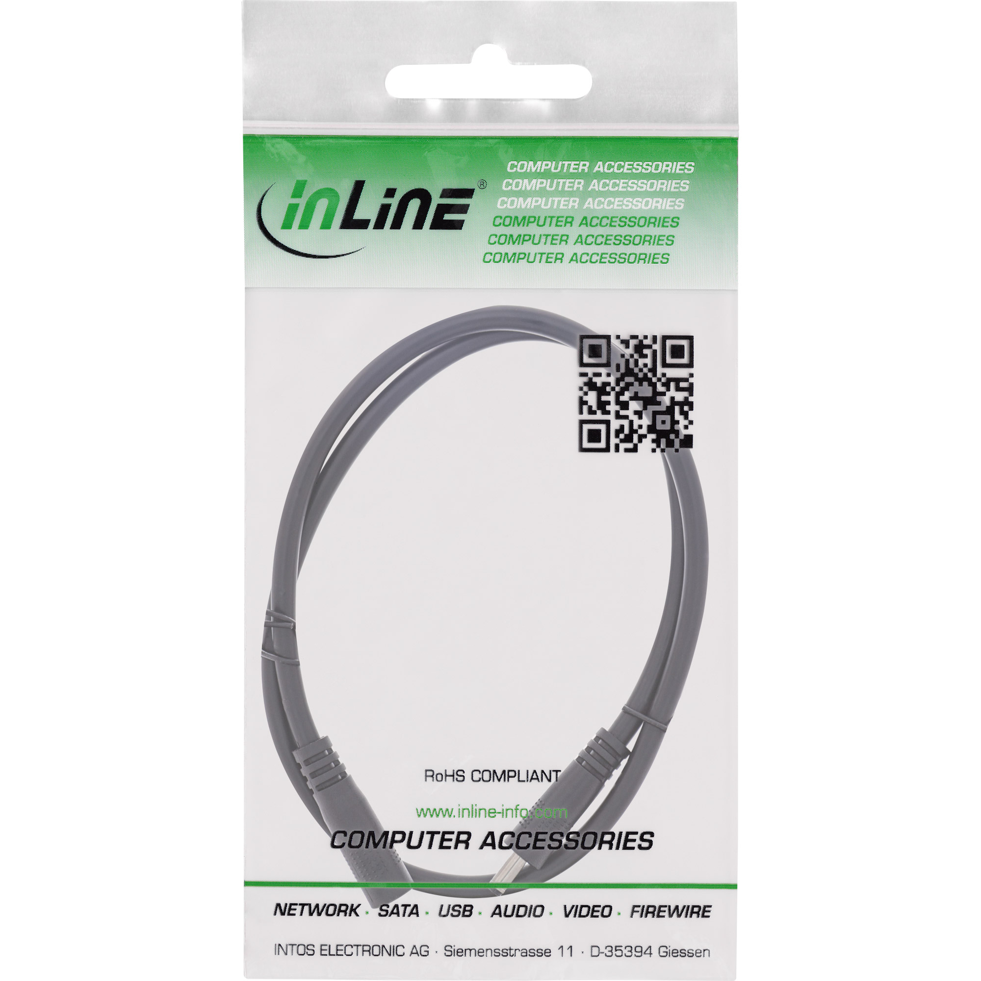 Inline® DC VerLängerungskabel, DC Stecker/Buchse 3,5x1,35mm,AWG 18, schwarz 0,5m