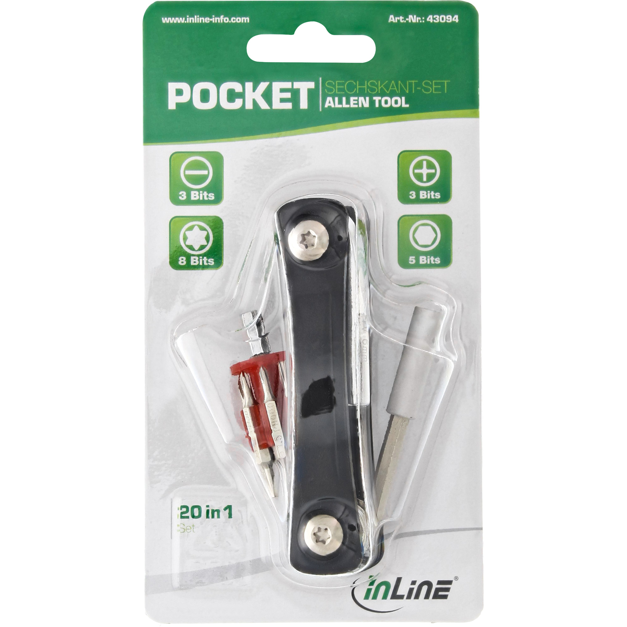 Inline® Taschen Schraubendreher-Set mit Bithalter 20in1