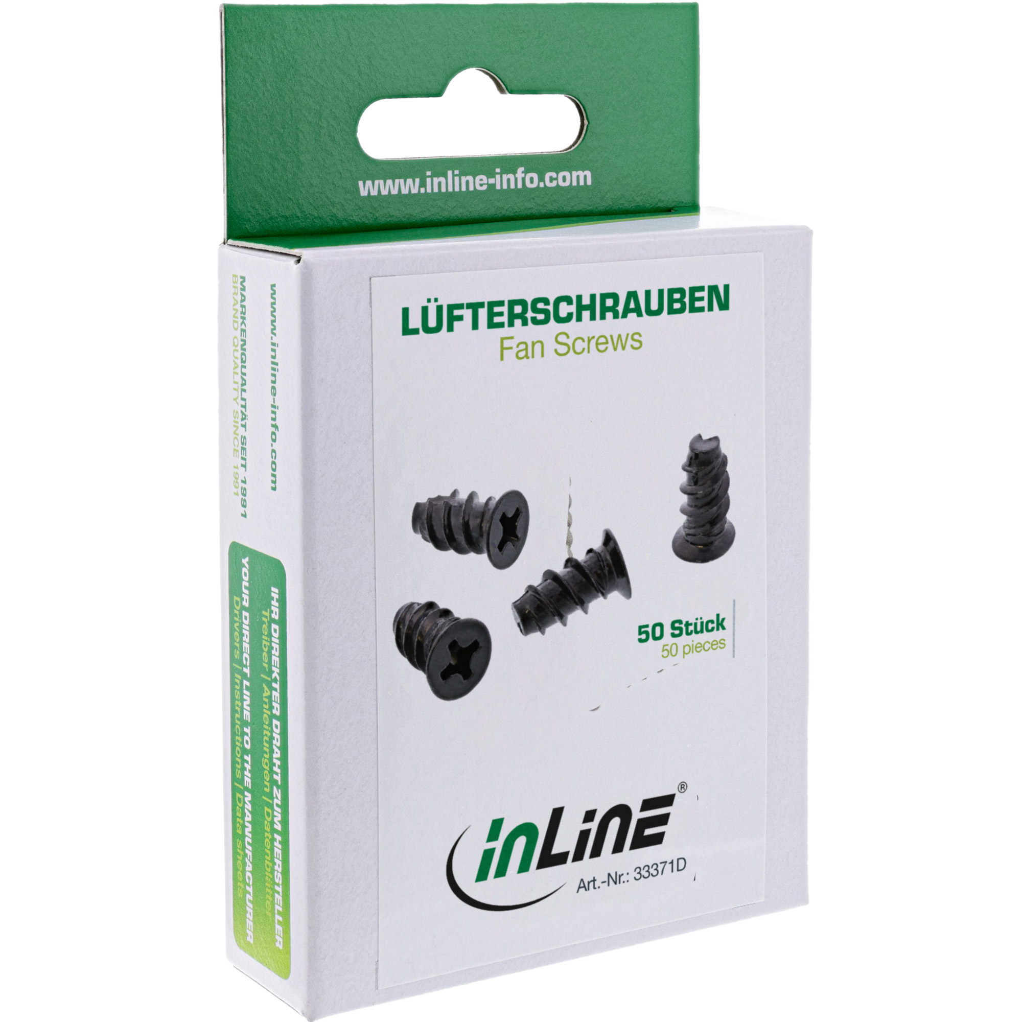 Inline® Lüfterschrauben, 5,0x10,0mm, schwarz 50er Pack
