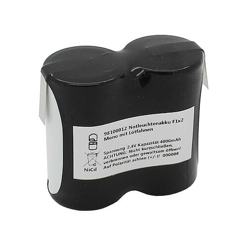 Notleuchtenakku NiCd 2,4V 4500mAh F1x2 Mono D mit Lötfahnen Notleuchtenakku NiCd 2,4V 4500mAh F1x2 Mono D mit Lötfahnen