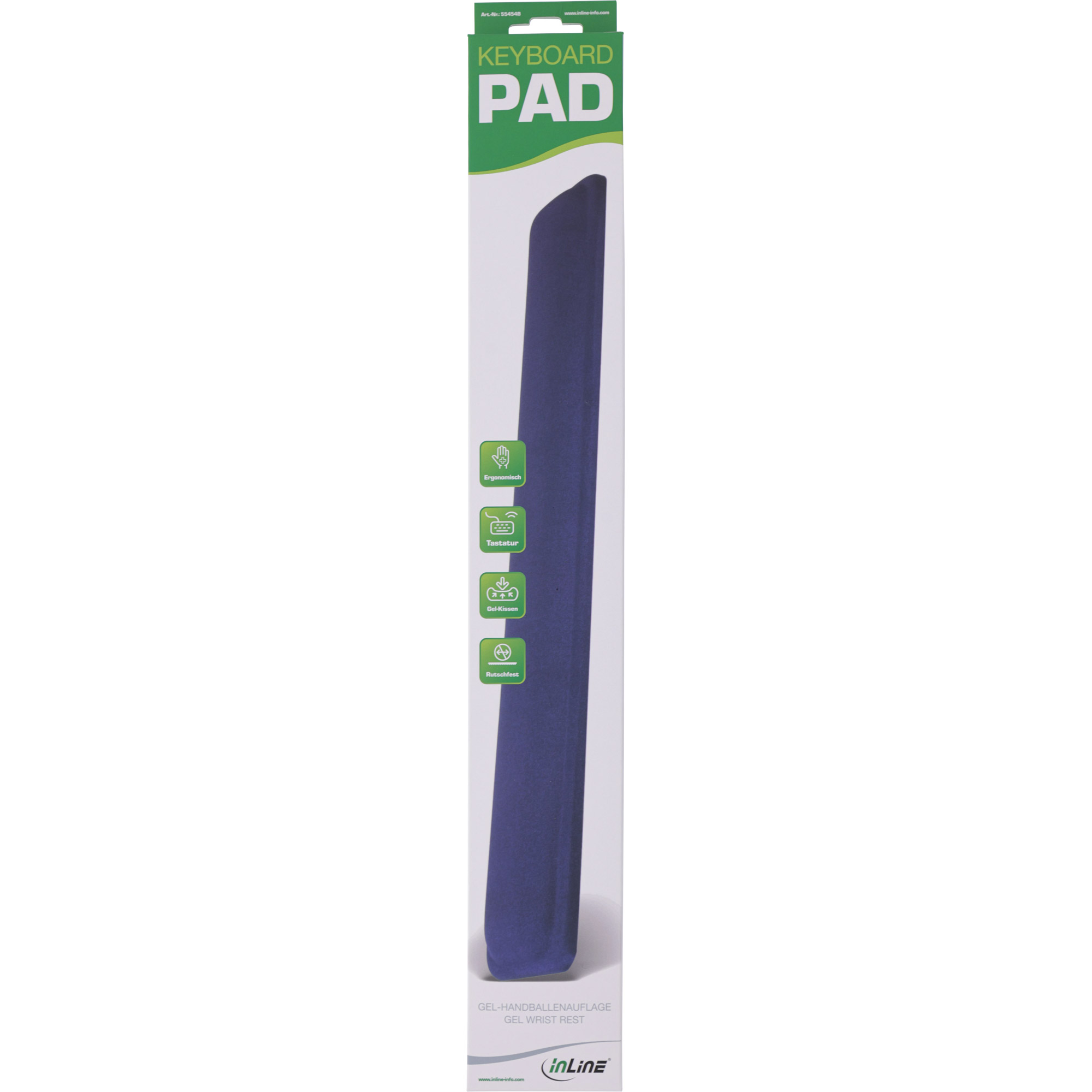 Inline® Tastatur-Pad, blau, Gel Handballenauflage, 464x60x23mm