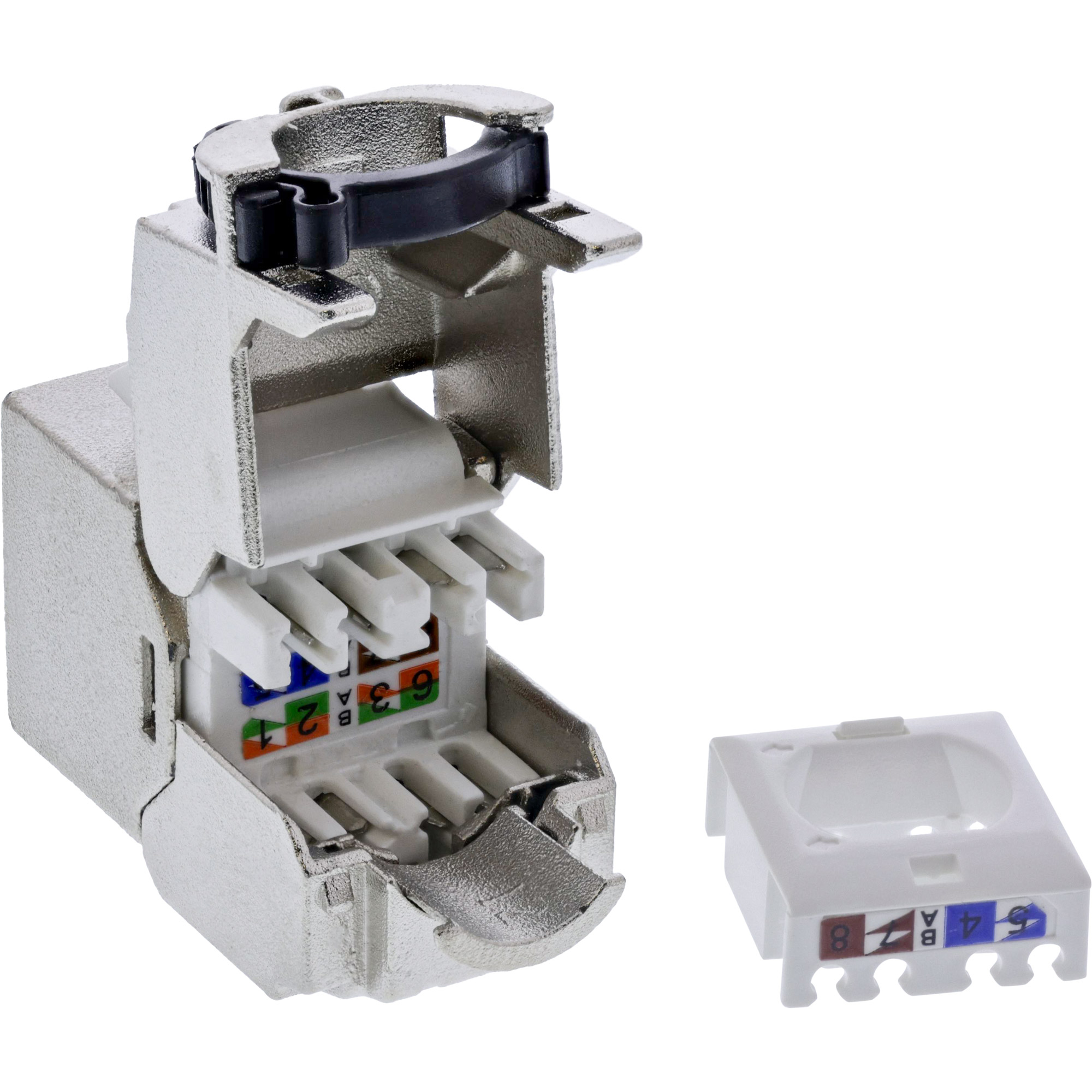 Inline® Keystone RJ45 Buchse Slim, SNAP-In, Cat.8.1, integrierter Kabelbinder
