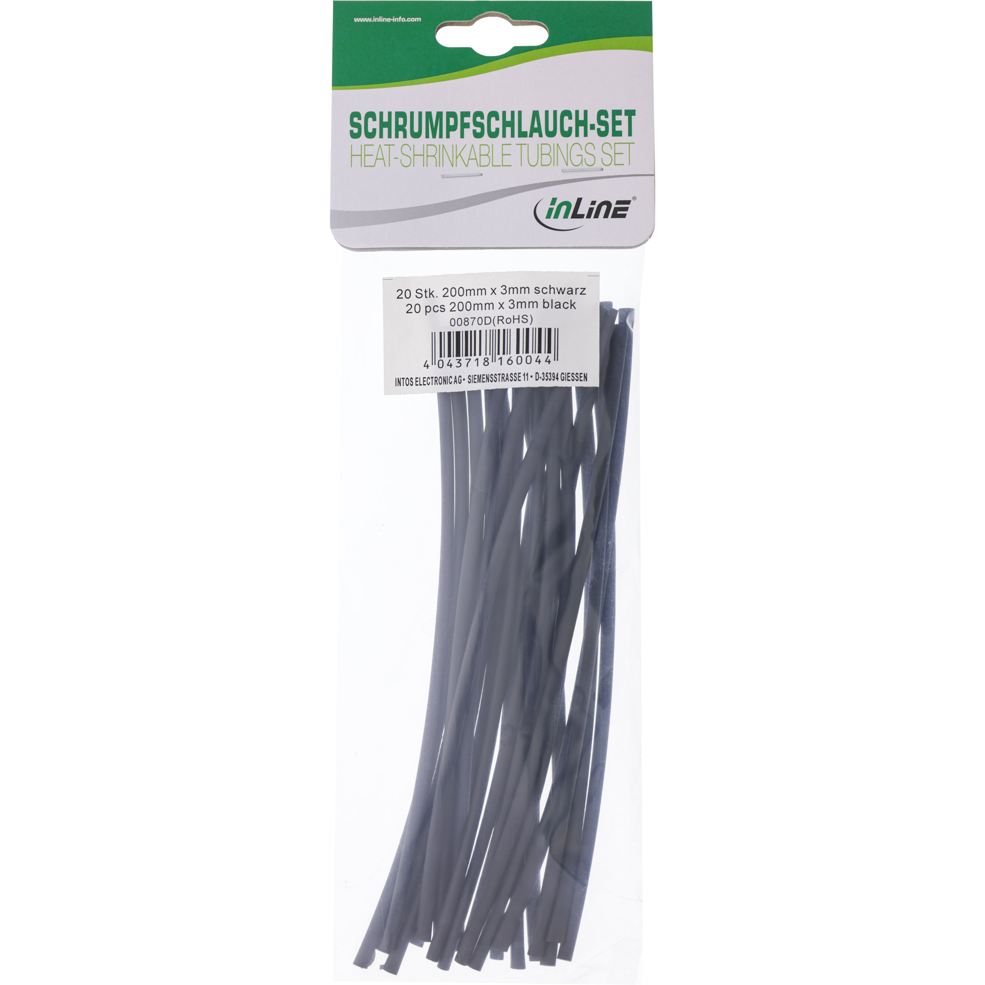 Inline® Schrumpfschlauch 200mm lang, 3mm > 1,5mm 20er Pack