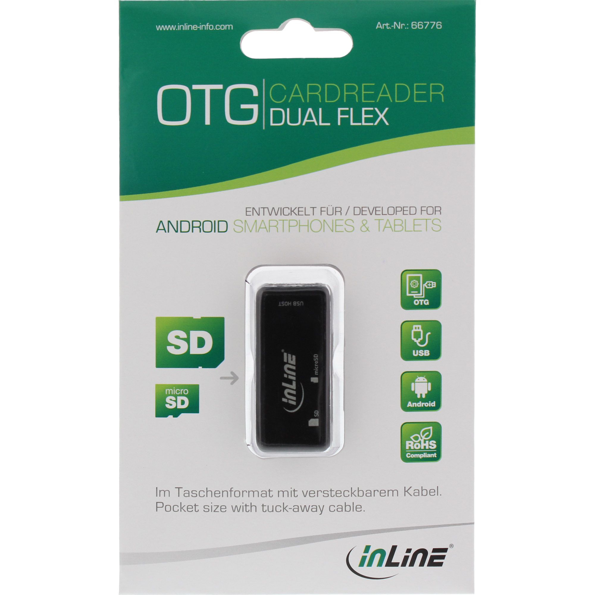 Inline® OTG Card Reader Dual Flex, für SD+microSD, mit USB Buchse+2 Kartenslots Inline® OTG Card Reader Dual Flex, für SD+microSD, mit USB Buchse+2 Kartenslots