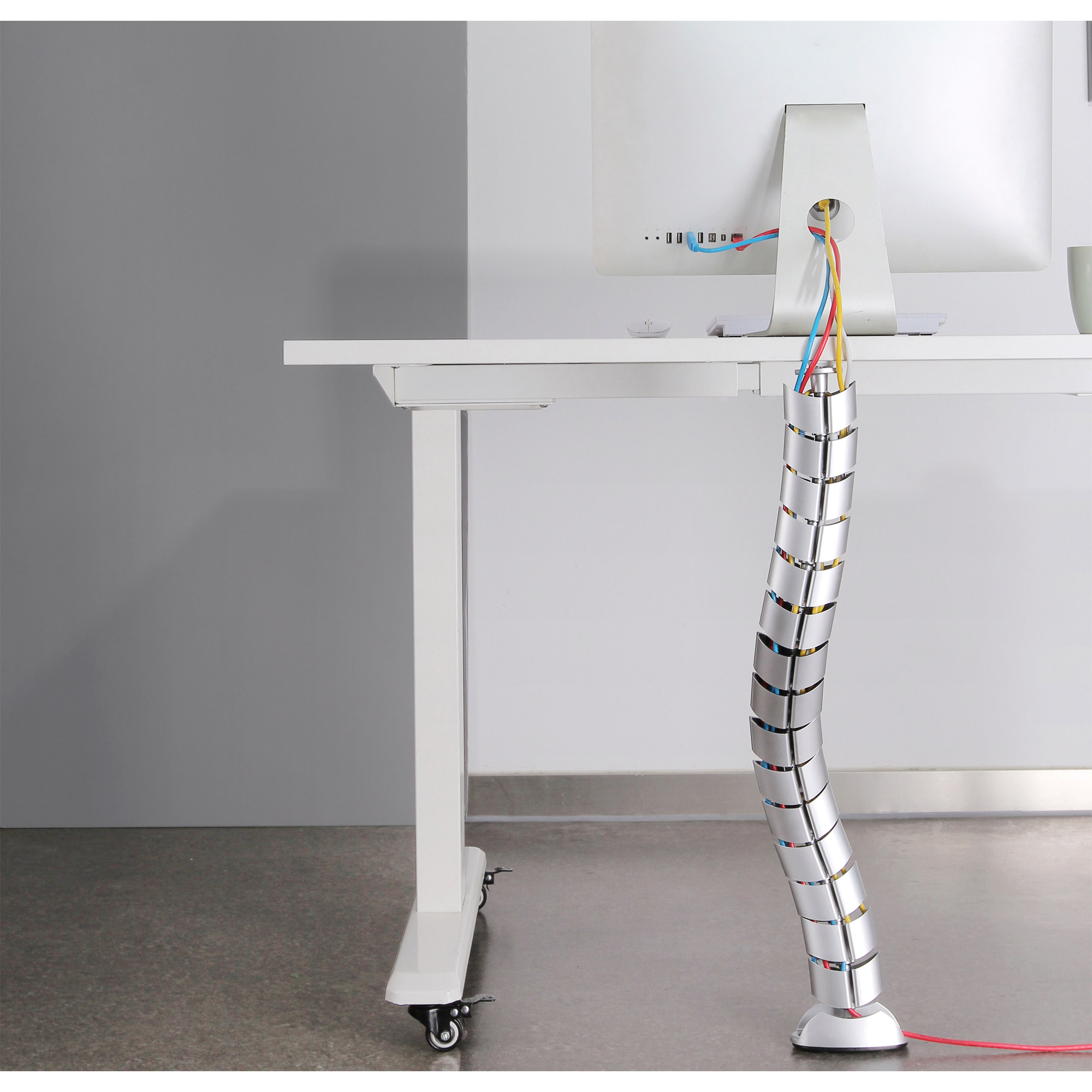 Inline® Kabelkanal flexibel, vertikal für Tische, 2 Kammern, 0,80m, silber