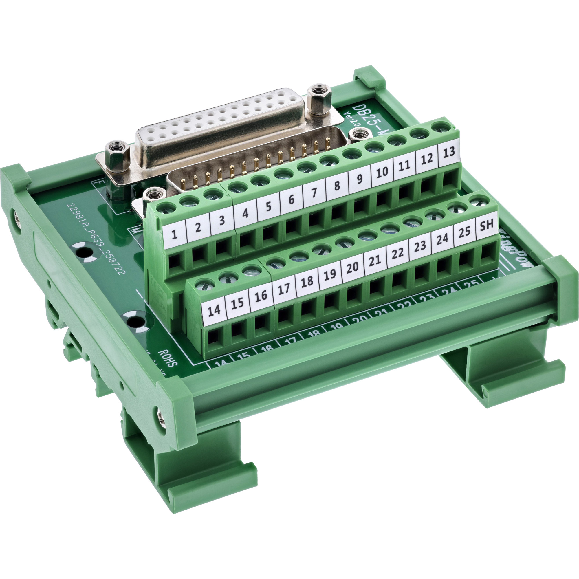 InLine® D-Sub 25 Terminalblock, Stecker/Buchse, Schraubklemme, für Hutschiene