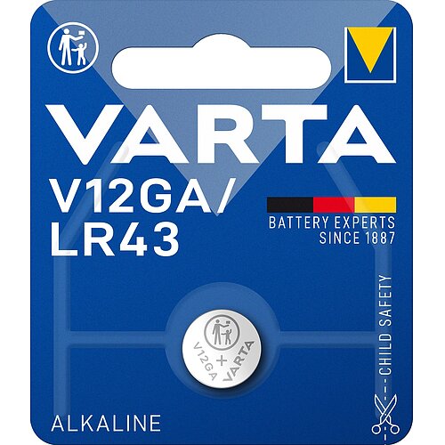 Varta V12GA LR43 LR1142 386 1.5V Alkaline Knopfzelle - 1er Verpackung