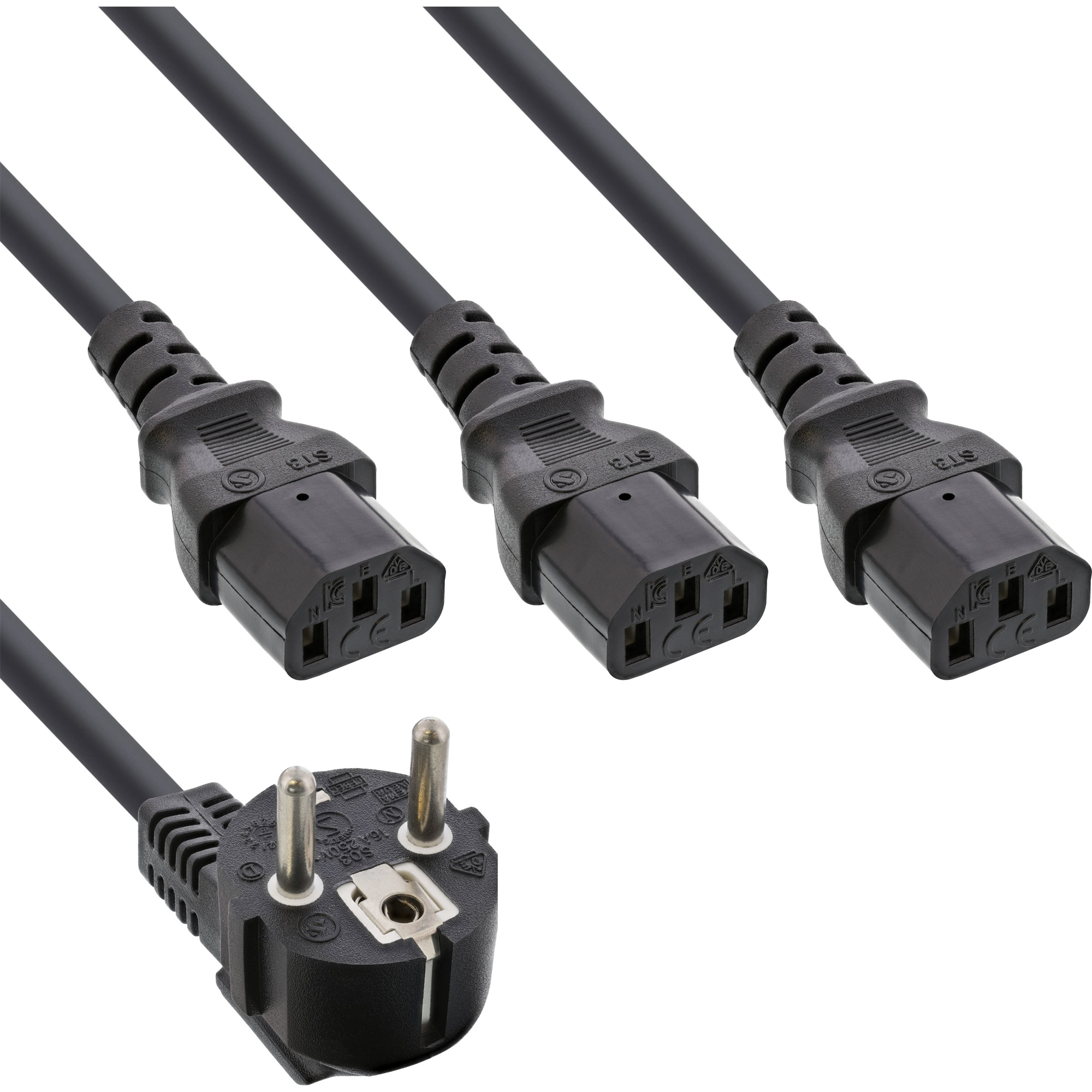 Inline® Netz-Y-Kabel, 1x Schutzkontaktstecker zu 3x Kaltgerätestecker, 1,8m Inline® Netz-Y-Kabel, 1x Schutzkontaktstecker zu 3x Kaltgerätestecker, 1,8m
