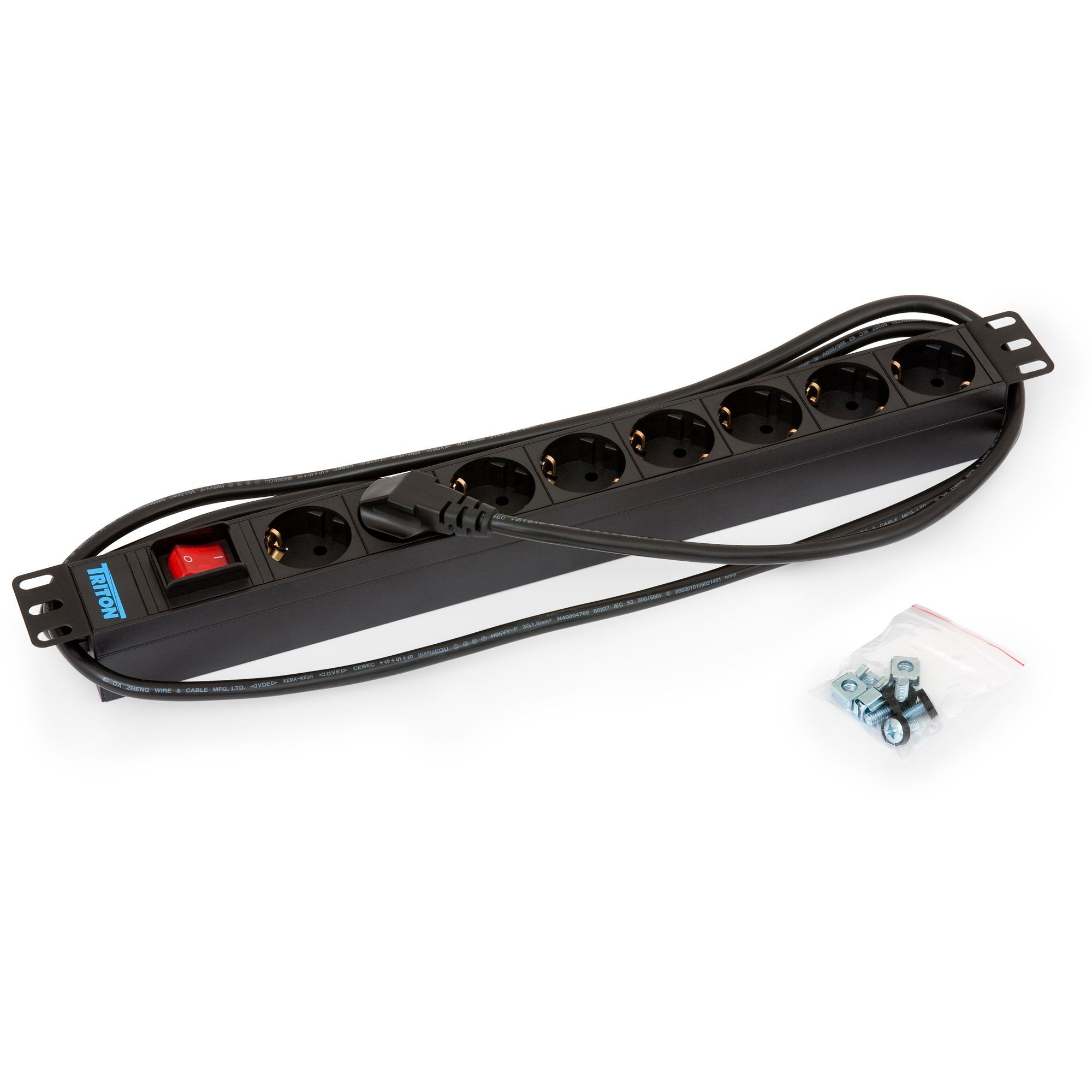 Triton RAB-PD-X04-A1 19" Steckdosenleiste 1HE 8x Schutzkontakt mit Schalter