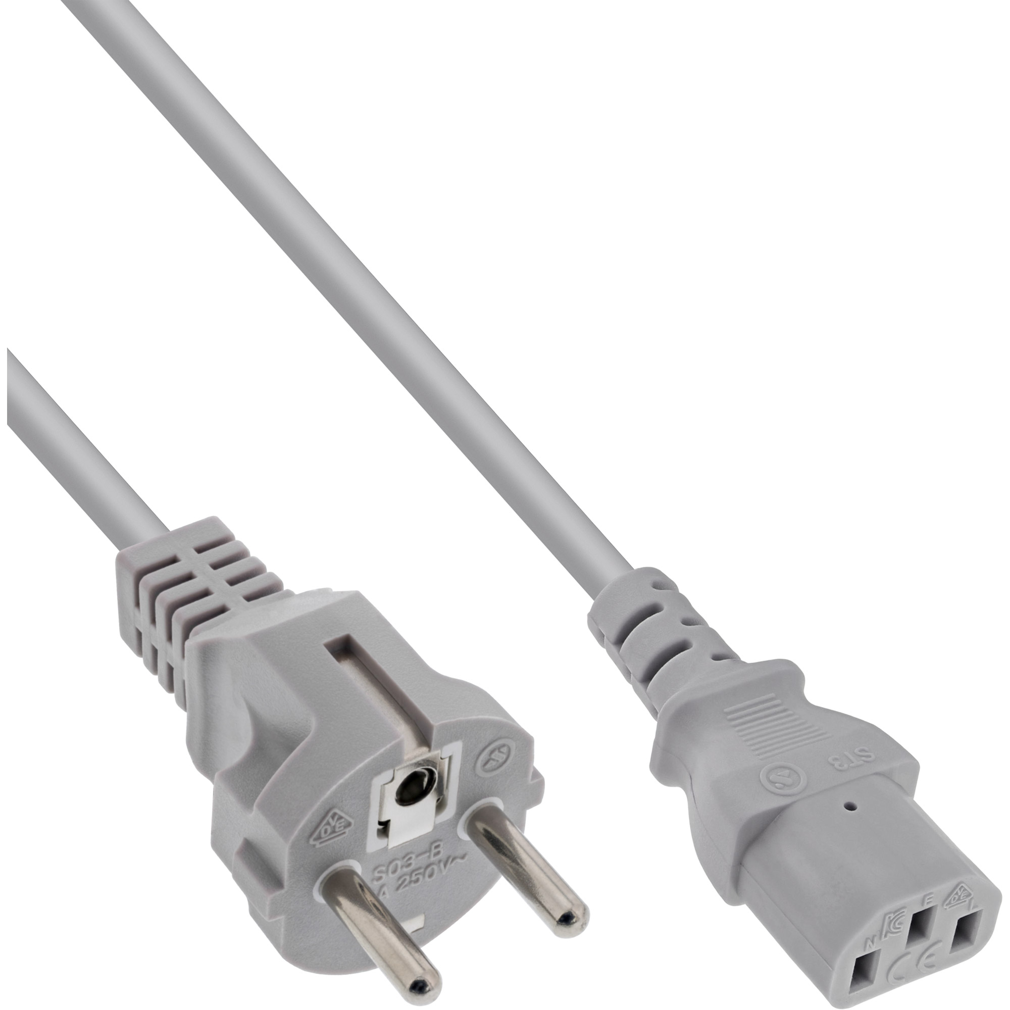 Inline® Netzkabel, Schutzkontakt gerade auf Kaltgerätestecker C13, 0,5m, grau Inline® Netzkabel, Schutzkontakt gerade auf Kaltgerätestecker C13, 0,5m, grau