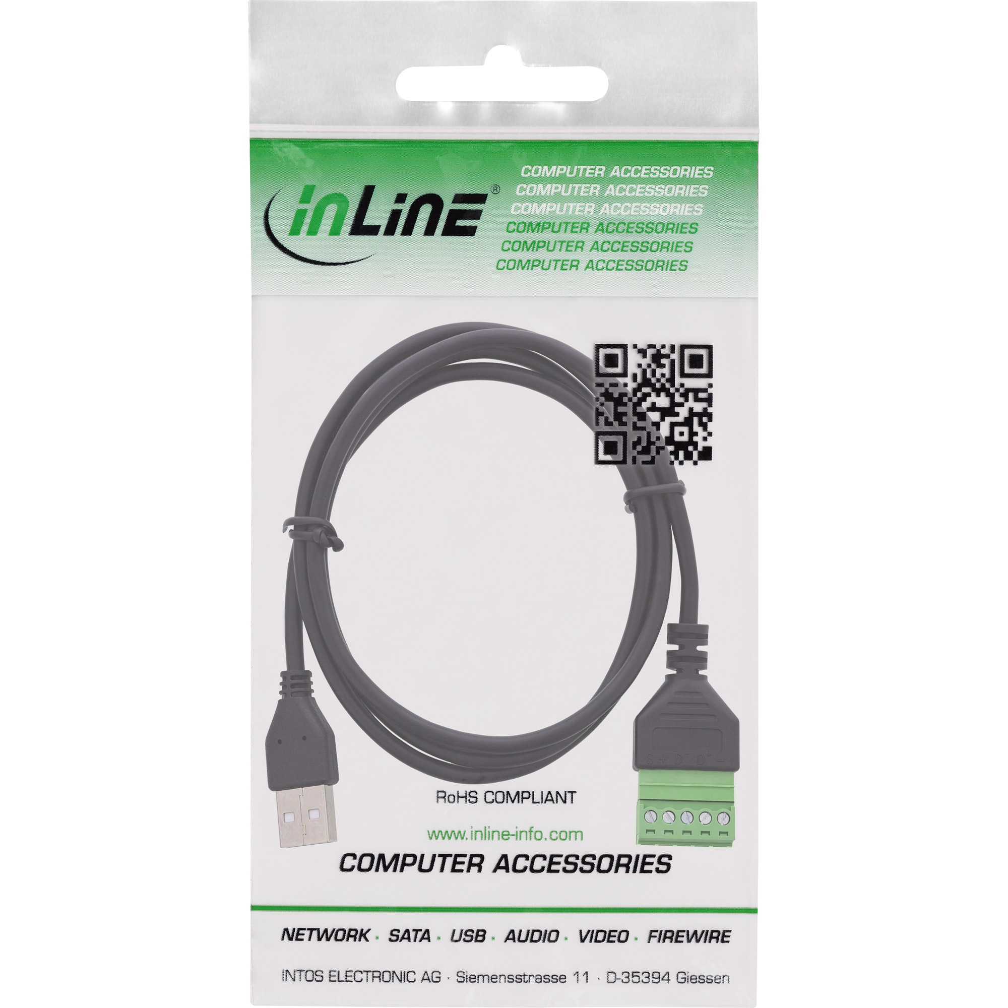 InLine® USB-A Stecker an Terminalblock, 5-polig, mit Kabel