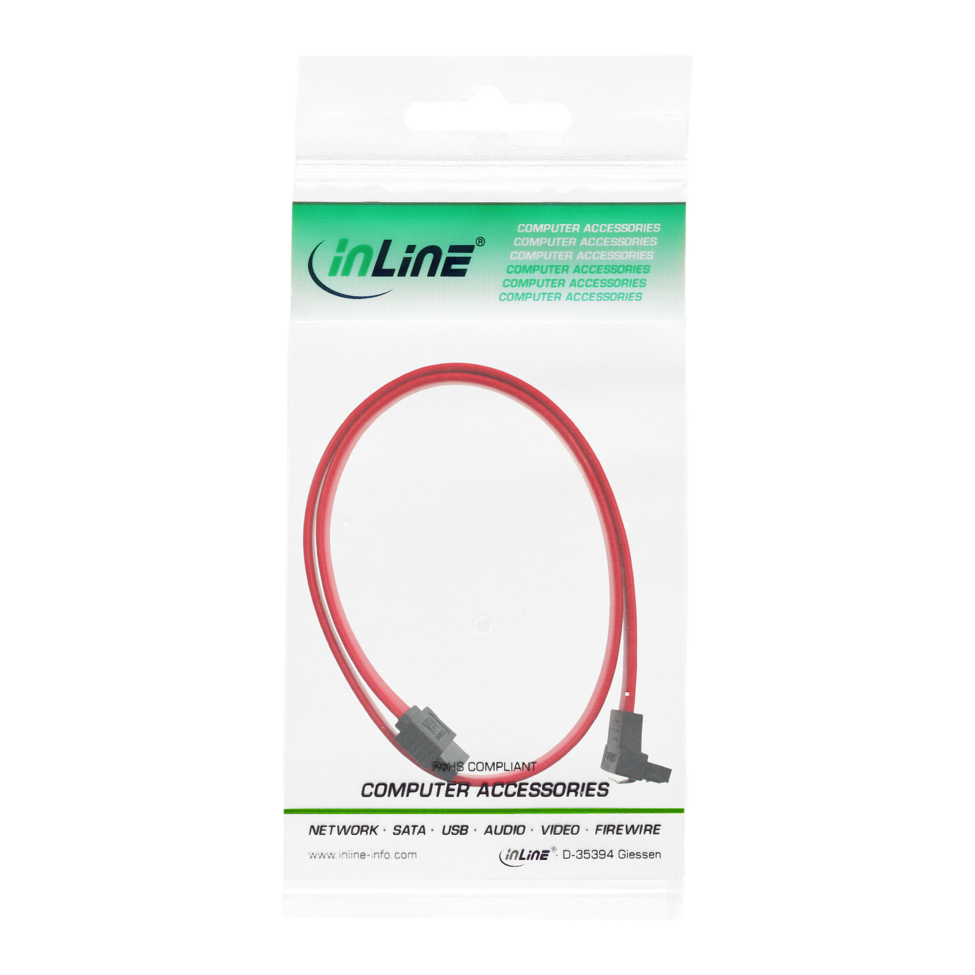 Inline® SATA Anschlusskabel abgewinkelt, mit Sicherheitslasche, 0,5m