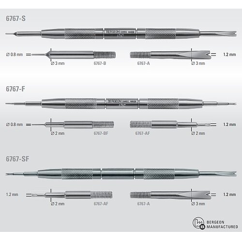 Bergeon 6767-SF Federstegwerkzeug Edelstahl Inox- 145 mm lang