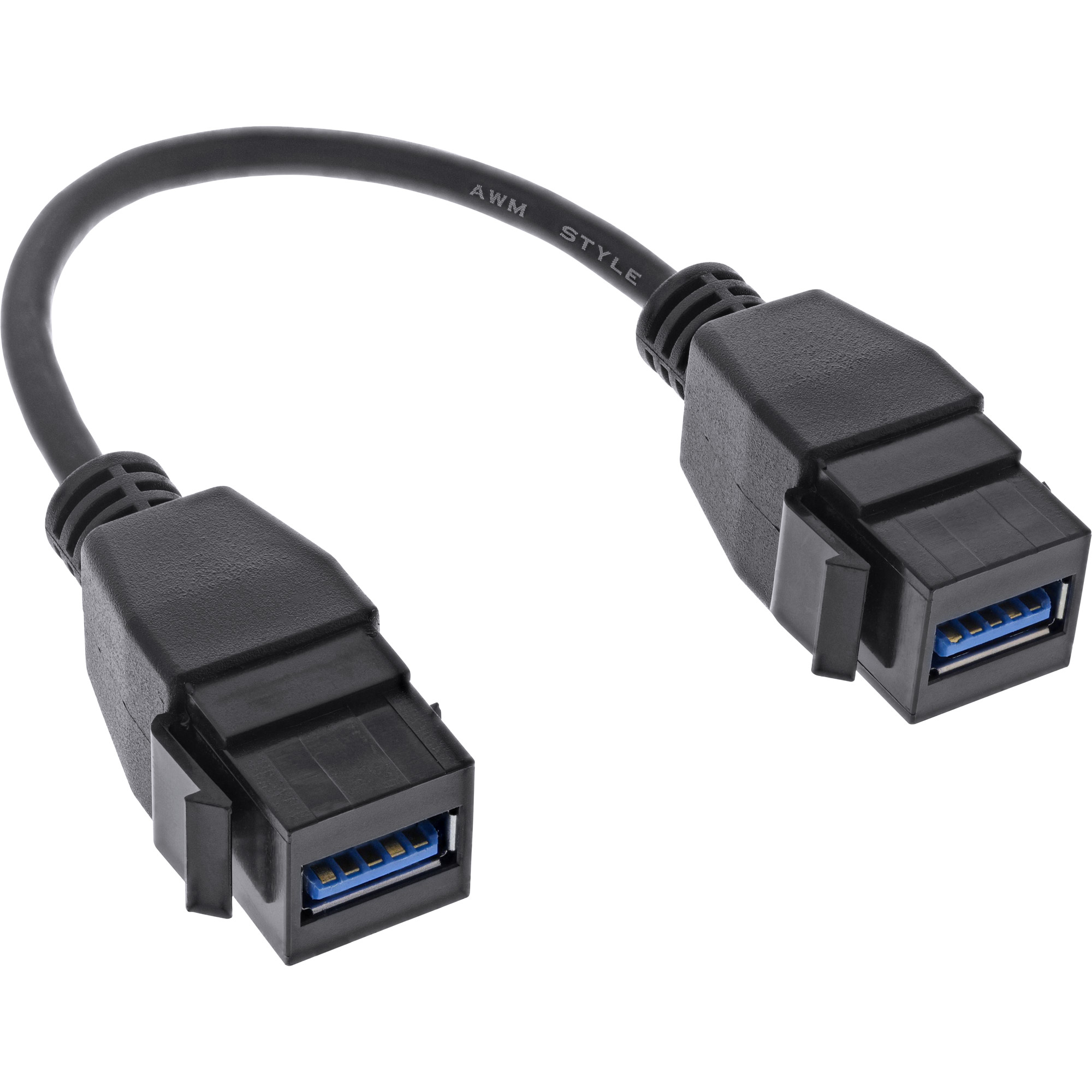 0.2m - Inline® USB 3.2 Gen1 2x Keystone Adapterkabel, 2x USB A Keystone Buchse