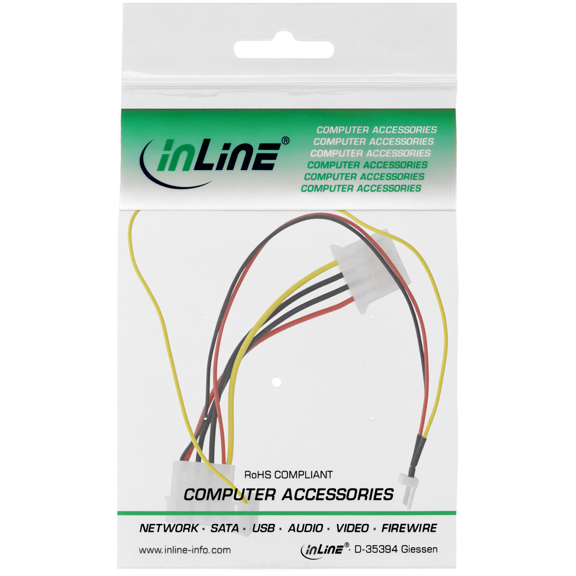 Inline® Lüfter Adapterkabel, 12V zu 7V, mit Tachosignal