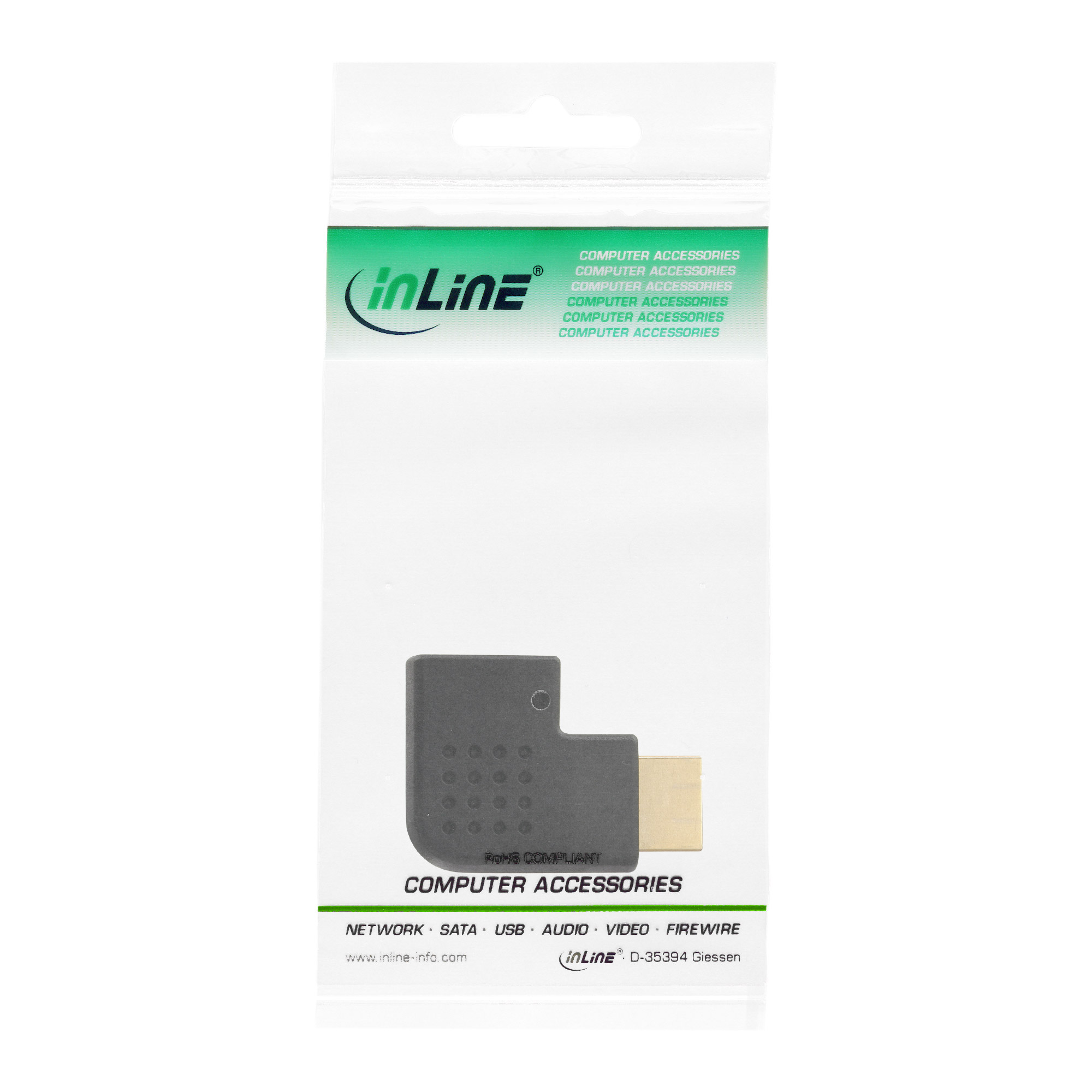 Inline® HDMI Adapter, Stecker / Buchse, seitlich links gewinkelt, 4K2K