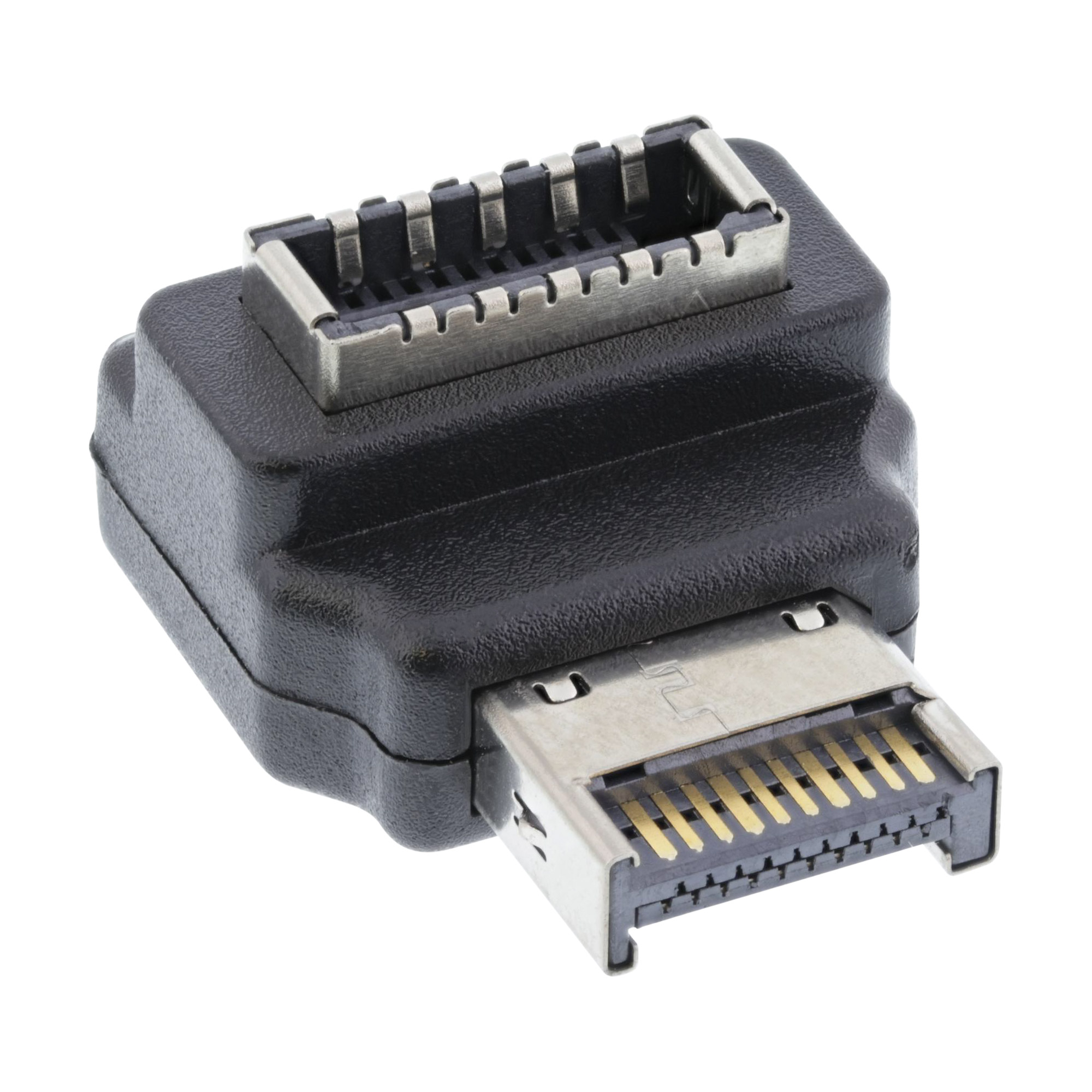 Inline® USB 3.2 Adapter intern, Frontpanel USB-E Stecker zu USB-E Buchse 90° Inline® USB 3.2 Adapter intern, Frontpanel USB-E Stecker zu USB-E Buchse 90°