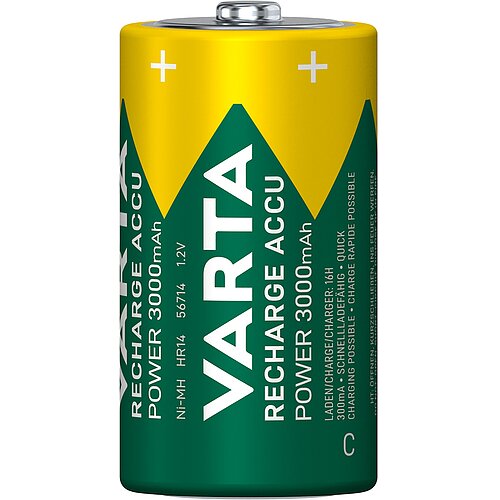2x Varta NiMH Baby C 3000mAh HR14 Power Recharge Akku