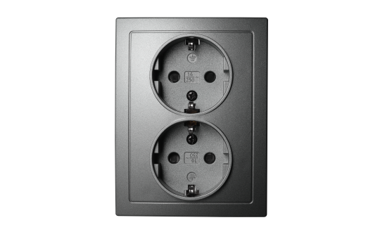 Schutzkontakt-Steckdose McPower ''Flair'' 2-fach, 250V~/16A, anthrazit