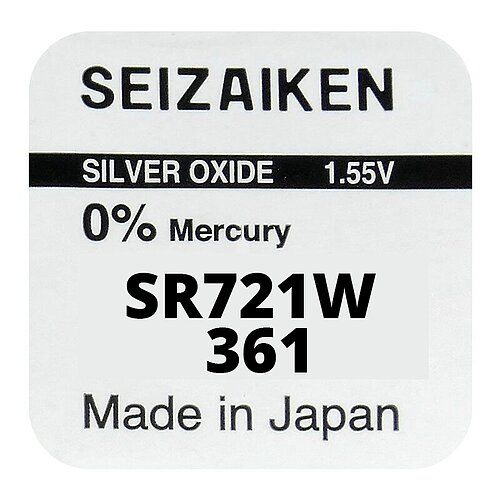 1x SR721W SR58 361 Silberoxid Batterie Seizaiken 1,55 V