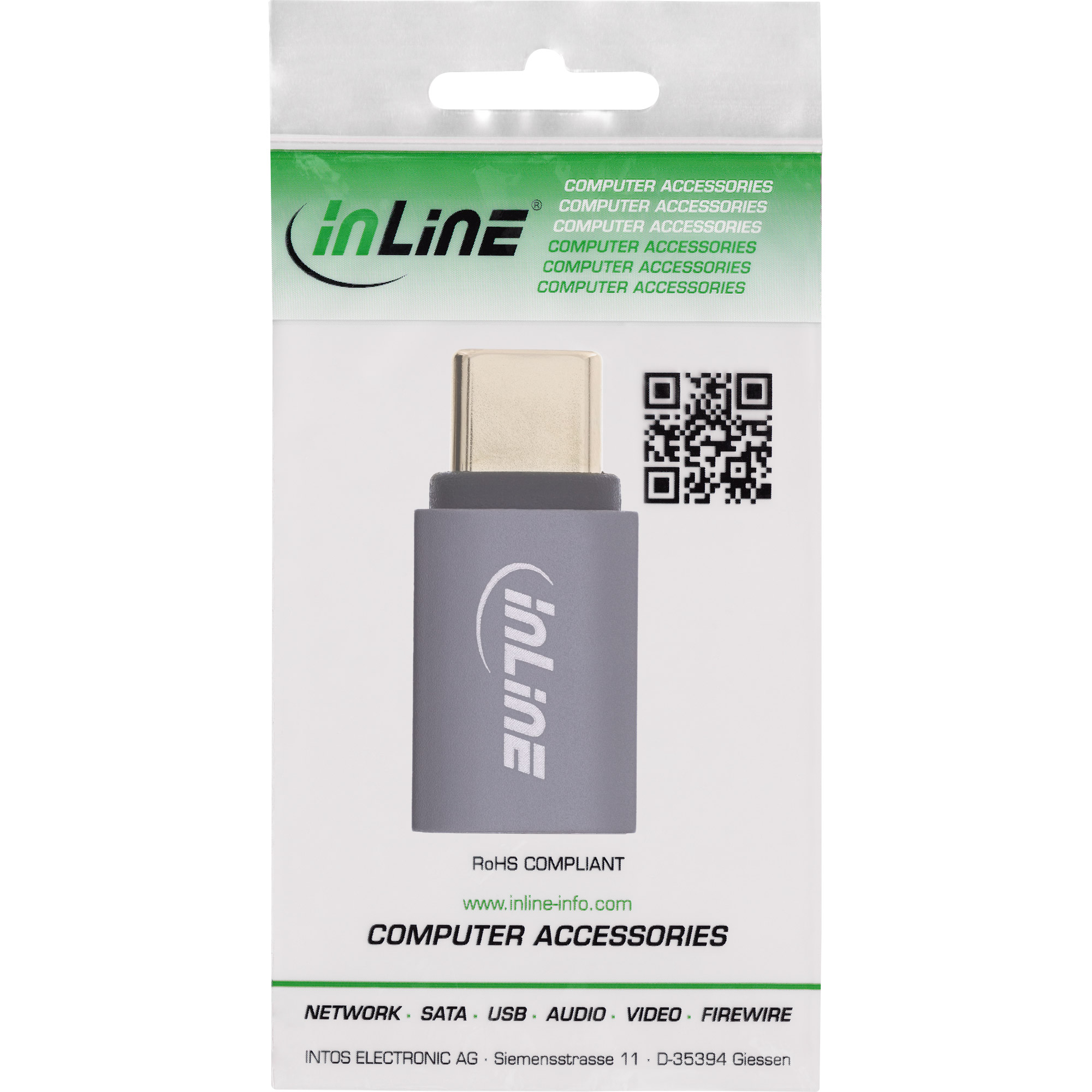 InLine® USB4 Adapter, USB-C Stecker/Buchse, Aluminium, grau InLine® USB4 Adapter, USB-C Stecker/Buchse, Aluminium, grau