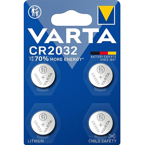 4x Varta CR2032 Lithium Knopfzelle 3V Batterie