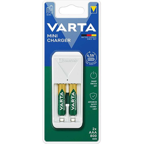 Varta 57656 201 421 Mini Charger inkl. 2x AAA 800mAh 56703 lädt 2 AA oder AAA NiMH Akkus Varta 57656 201 421 Mini Charger inkl. 2x AAA 800mAh 56703 lädt 2 AA oder AAA NiMH Akkus