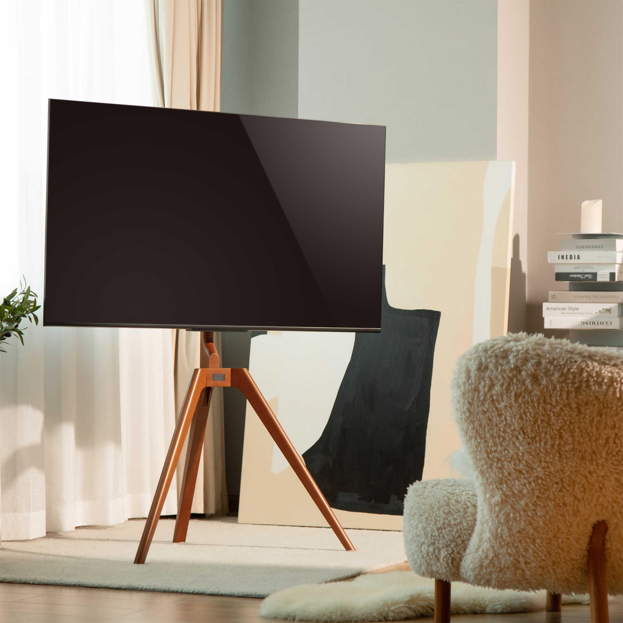 Inline® woodstand TV-Standfuß, Dreibein, für LED-TV 45"-65" (114-165cm)