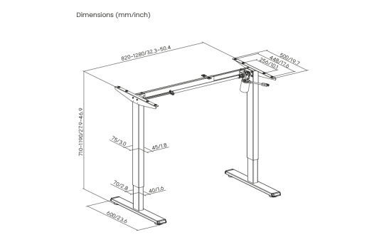 Tischgestell imstande ''task-b'' max. 80kg, Breite 82-128cm, Höhe 71-119cm Tischgestell imstande ''task-b'' max. 80kg, Breite 82-128cm, Höhe 71-119cm