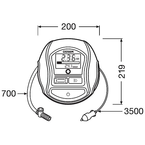 TYREinflate 1000 Schnelle Reifenpumpe mit Kabel OSRAM