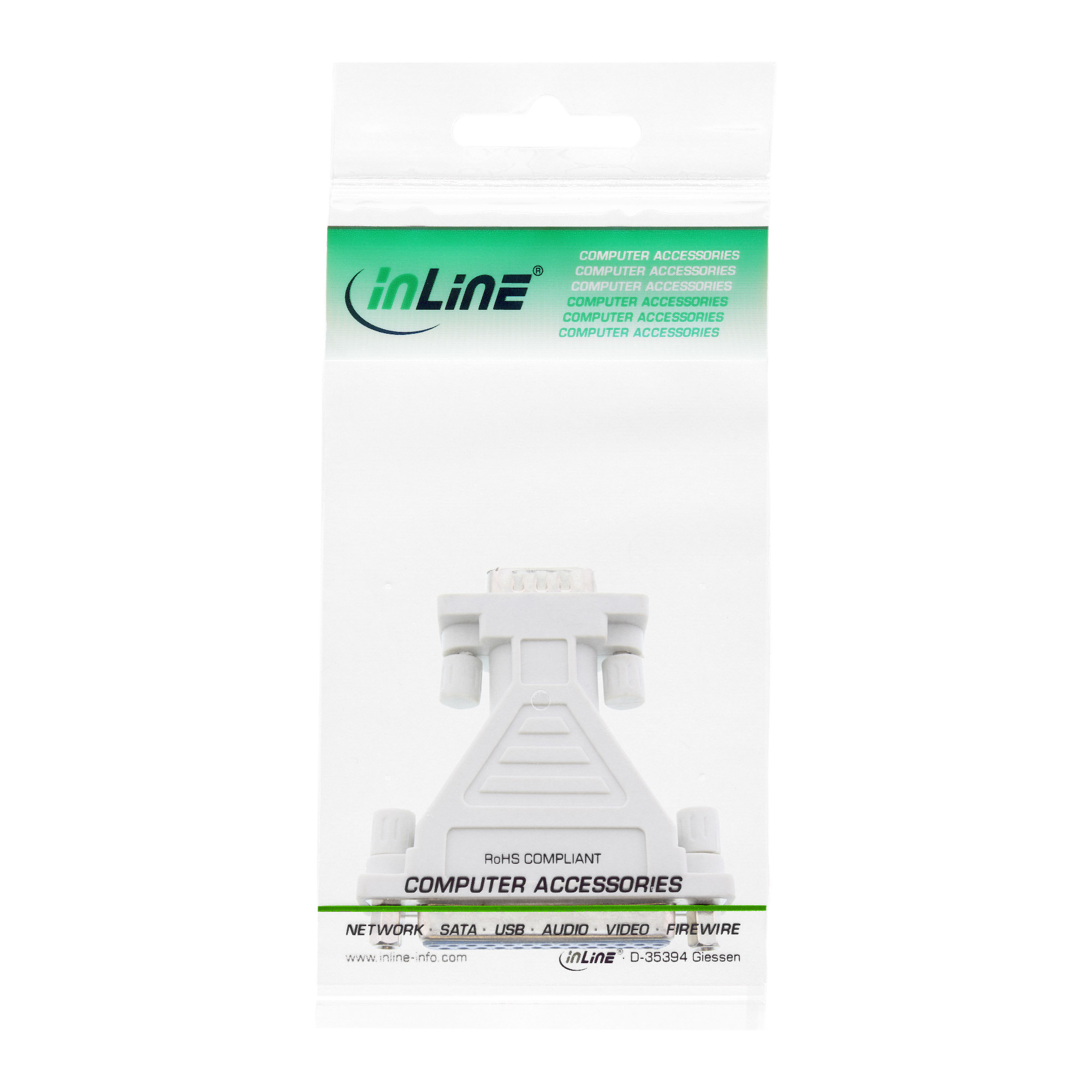 Inline® AT-Adapter, 25pol Sub D Buchse an 9pol Sub D Stecker