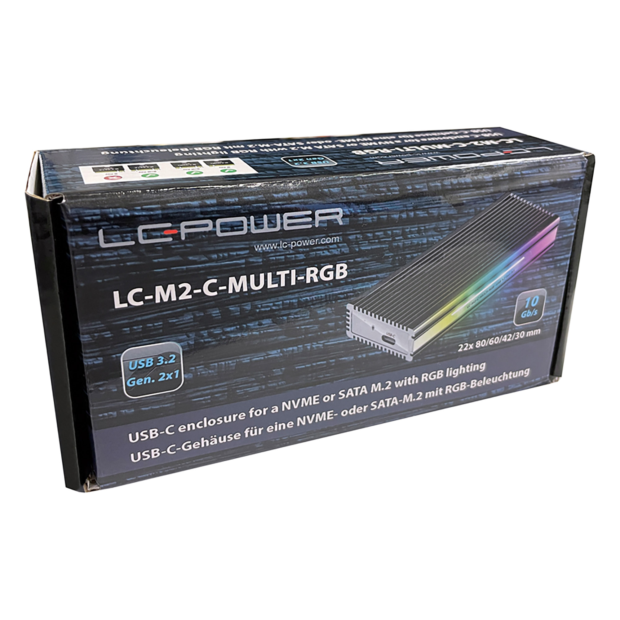 LC-Power LC-M2-C-MULTI-RGB M.2-SSD-gehäuse (NVMe & SATA), USB 3.2 Gen.2x1, RGB LC-Power LC-M2-C-MULTI-RGB M.2-SSD-gehäuse (NVMe & SATA), USB 3.2 Gen.2x1, RGB