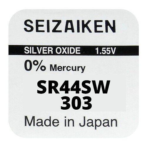 1x SR44SW 303 Silberoxid Batterie Seizaiken 1,55 V