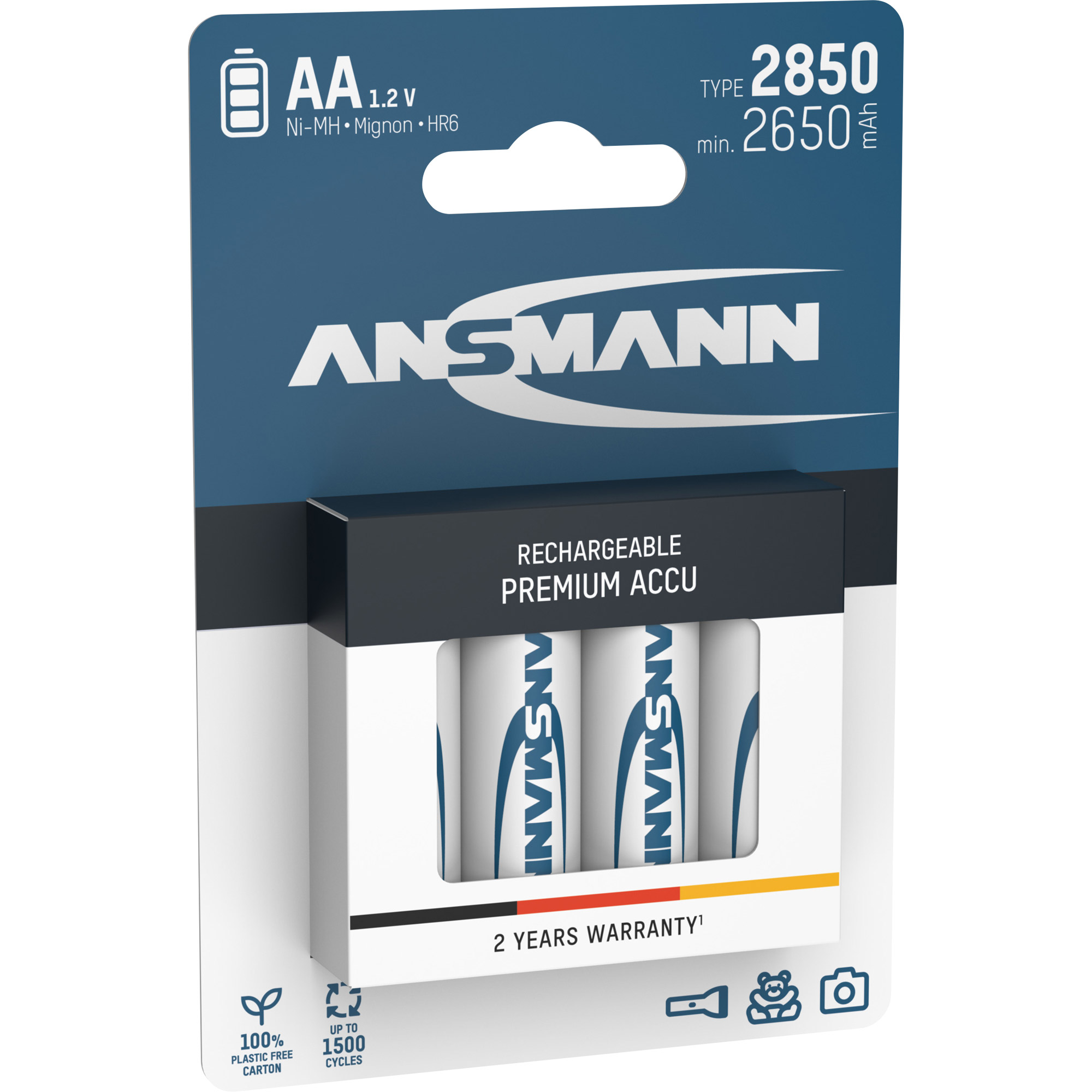 4x Ansmann NiMH AA Mignon 2850mAh HR6 Akku - 4er Verpackun