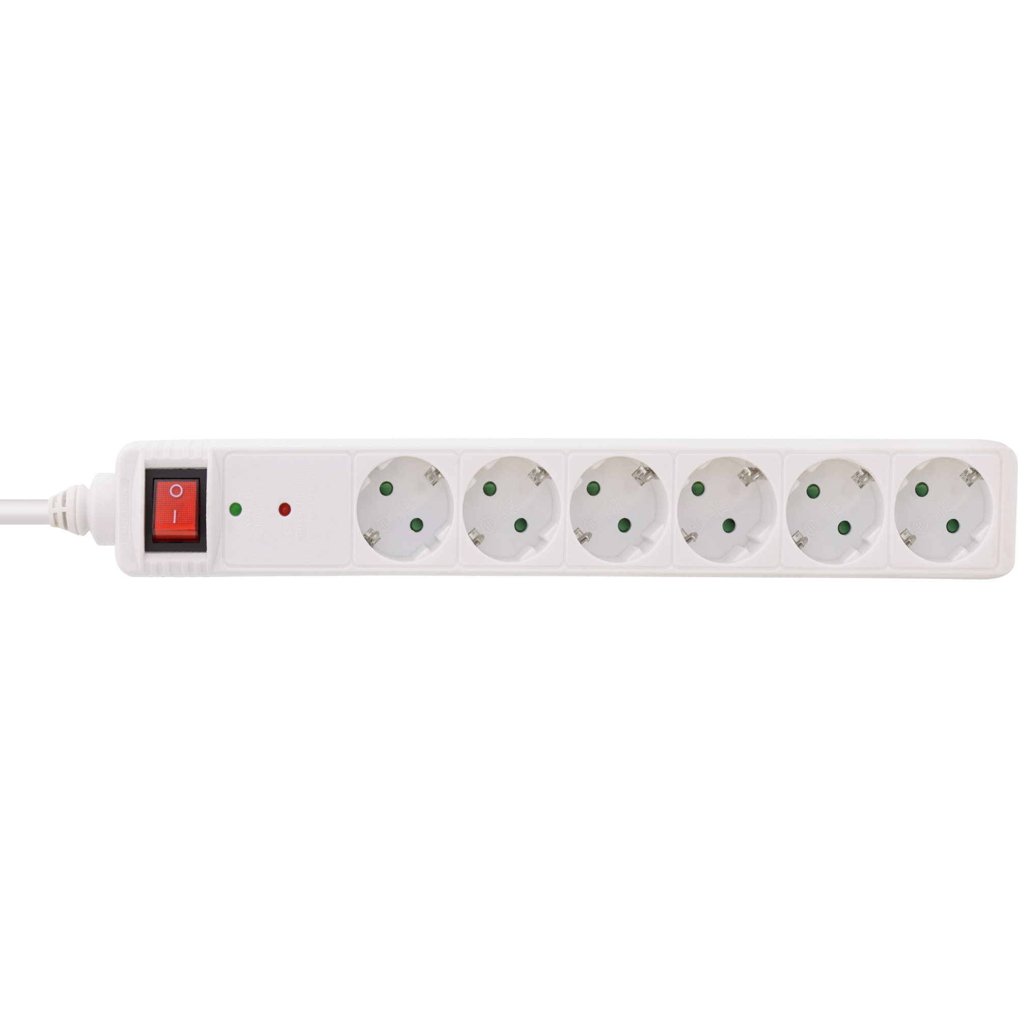 Inline® Steckdosenleiste, 6-fach Schutzkontakt, mit ÜSS, weiß