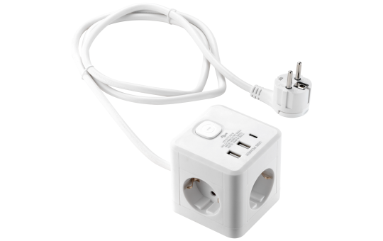 Tischsteckdose McPower ''BW-64'' 3x Steckdose, 2xUSB-A, 1xUSB-C PD20W