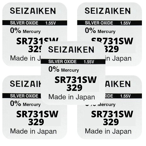 5x SR731SW 329 Silberoxid Batterie Seizaiken 1,55 V