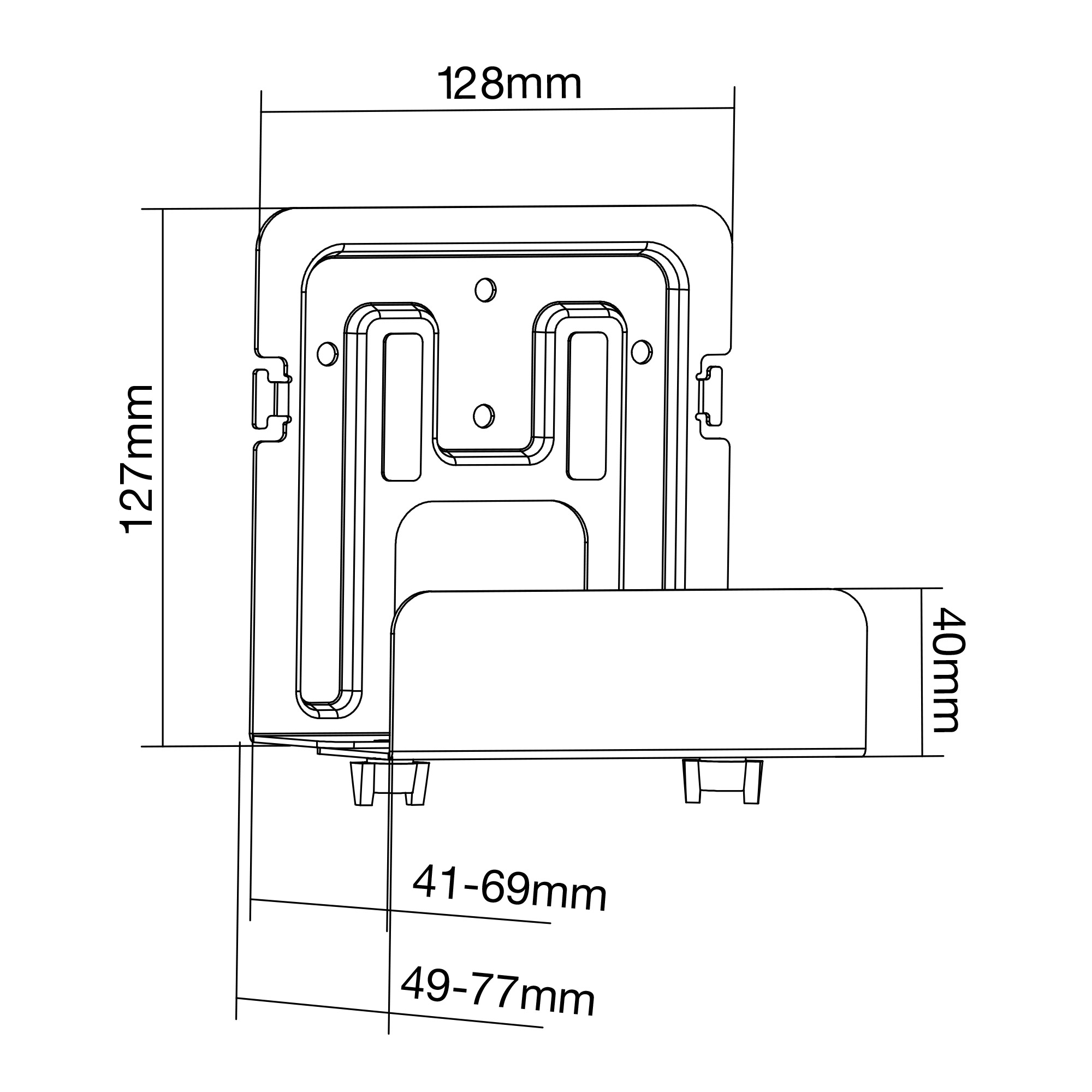 Inline® Halterung für Mediageräte / Streaming-Boxen, 41-69mm Inline® Halterung für Mediageräte / Streaming-Boxen, 41-69mm