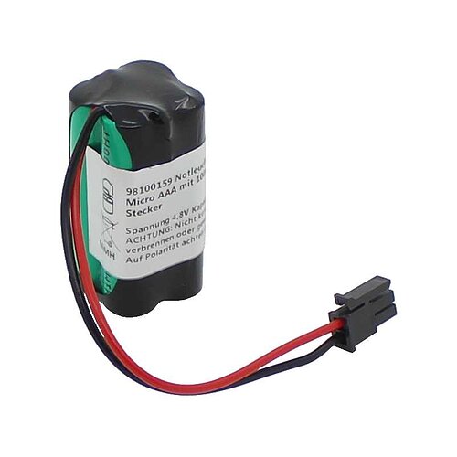 Notleuchtenakku NiMH 4,8V 600mAh F2x2 Micro AAA mit 100mm Kabel und Stecker Notleuchtenakku NiMH 4,8V 600mAh F2x2 Micro AAA mit 100mm Kabel und Stecker