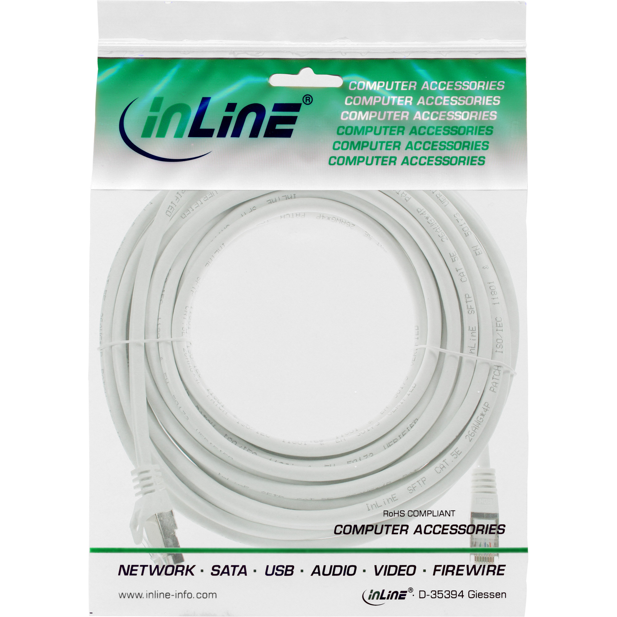 Inline® Patchkabel, SF/UTP, Cat.5e, weiß, 50m
