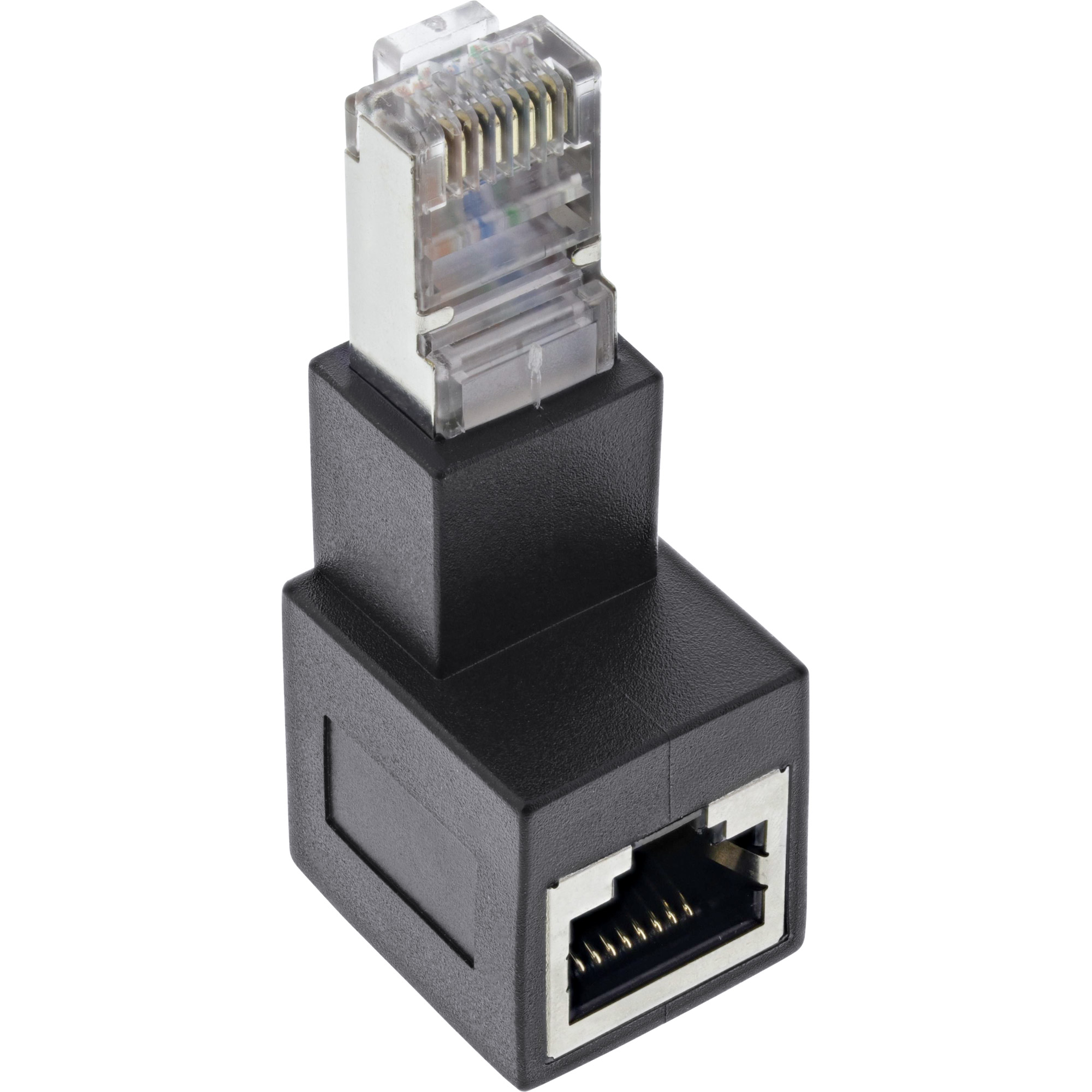 Inline® Patchkabel-Adapter Cat.6A, RJ45 Stecker/Buchse, 90° nach unten gewinkelt Inline® Patchkabel-Adapter Cat.6A, RJ45 Stecker/Buchse, 90° nach unten gewinkelt
