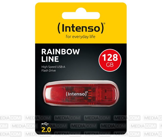 Intenso USB 2.0 Stick 128GB, Rainbow Line, rot